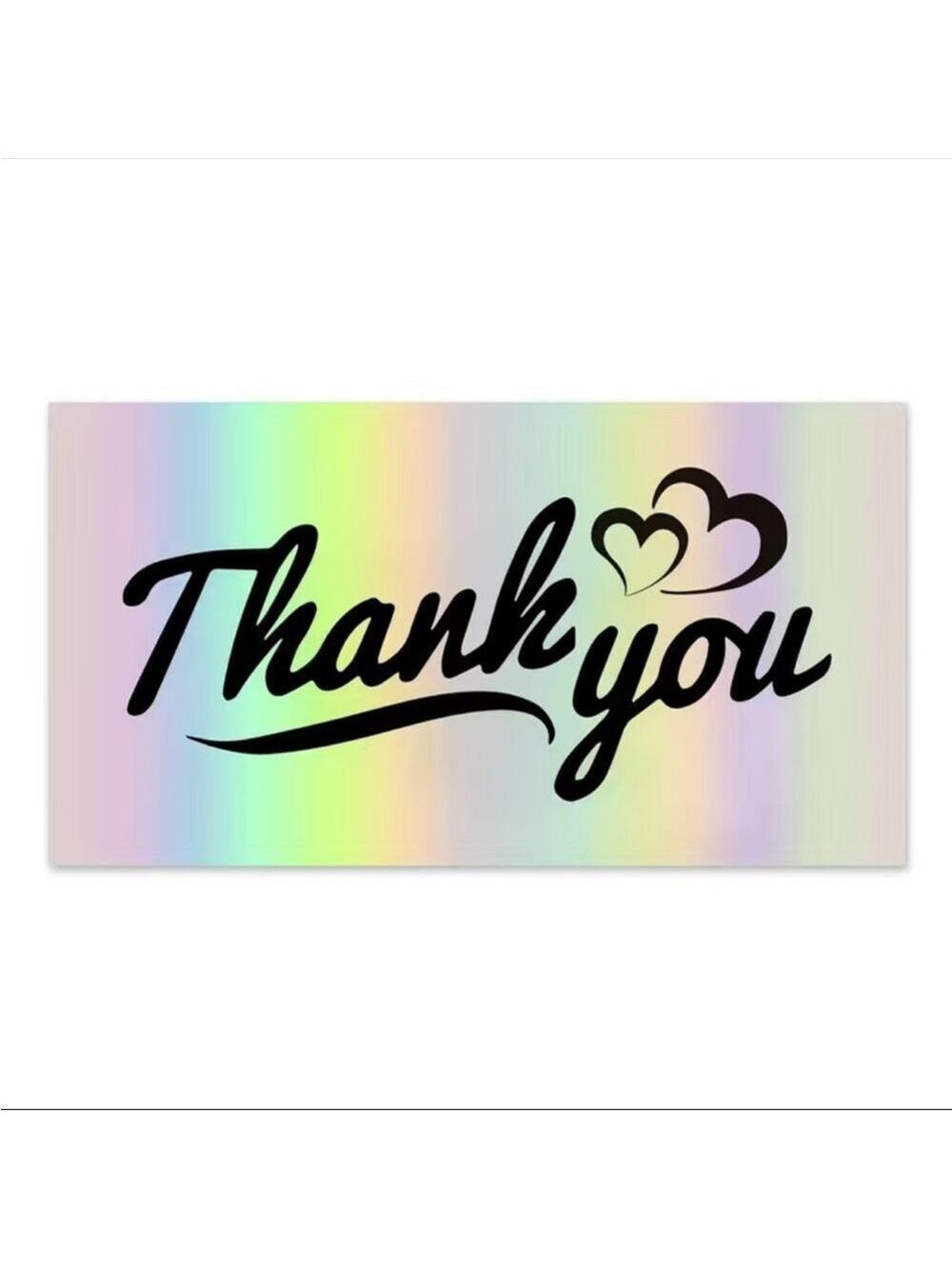 50 Cards Holographic Silver Color Thank You Cards, 3.5''x 2.1''